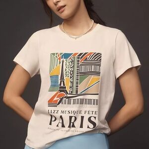 **NWOTS** Anthropologie Paris X Wild Fever Studio Paris Graphic Tee. Size XL